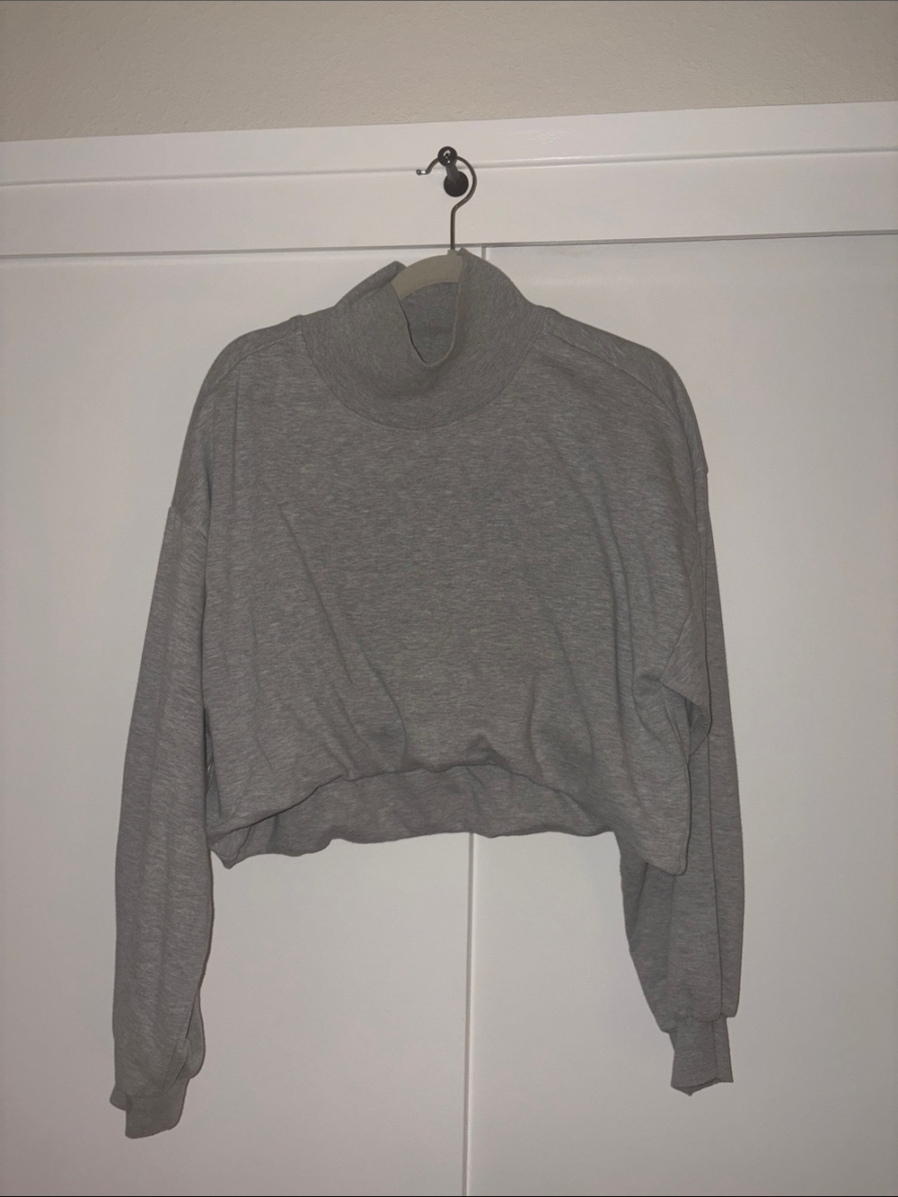 Pilcro Cropped Turtleneck Sweatshirt - Gray